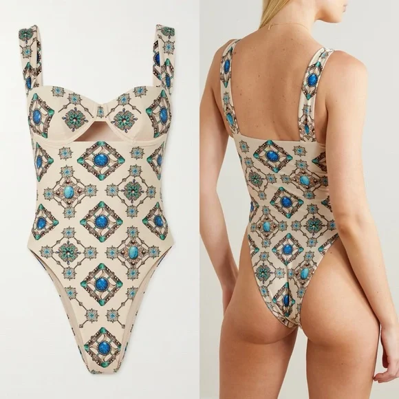 NWT Agua Bendita Citrino Platero Gemstone One Piece Swimsuit - Picture 2 of 12